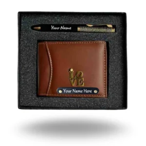 Customised Leather Wallet & Pen