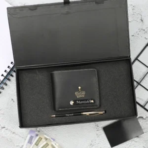 Customised Leather Wallet, Pen
