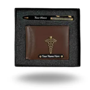 Customised Classic Leather Wallet & Pen