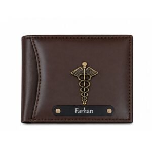 Customised Classic Leather Wallet [Black Name Plate]