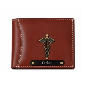 Customised Classic Leather Wallet [Black Name Plate]